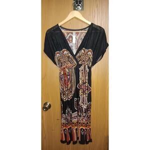 Cristina Love Dress Womens Size Small Knee Length Black Paisley Design...